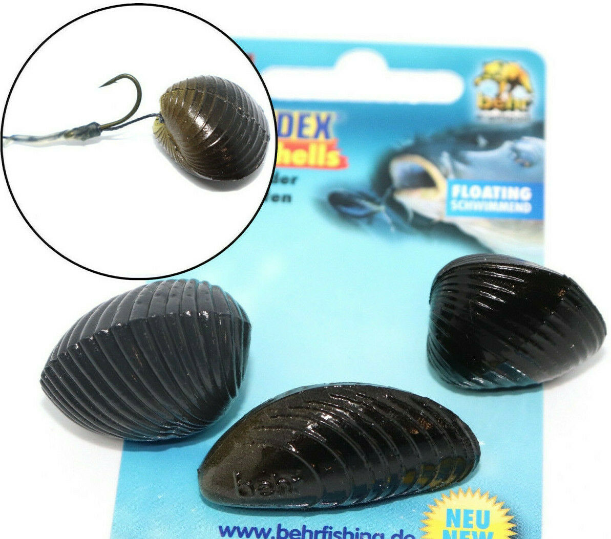 Carp Shells künstliche Muscheln | Hakenköder Karpfen Hair-Rig Boilie Ersatz Haar(Multi Set)